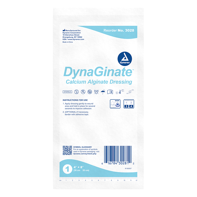 DynaGinate - Calcium Alginate Dressing, 4" x 8", 5/Box, 12/Case
