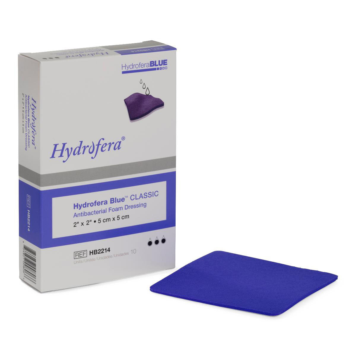 HYDROFERA BLUE CLASSIC FOAM 2X2", 10/box