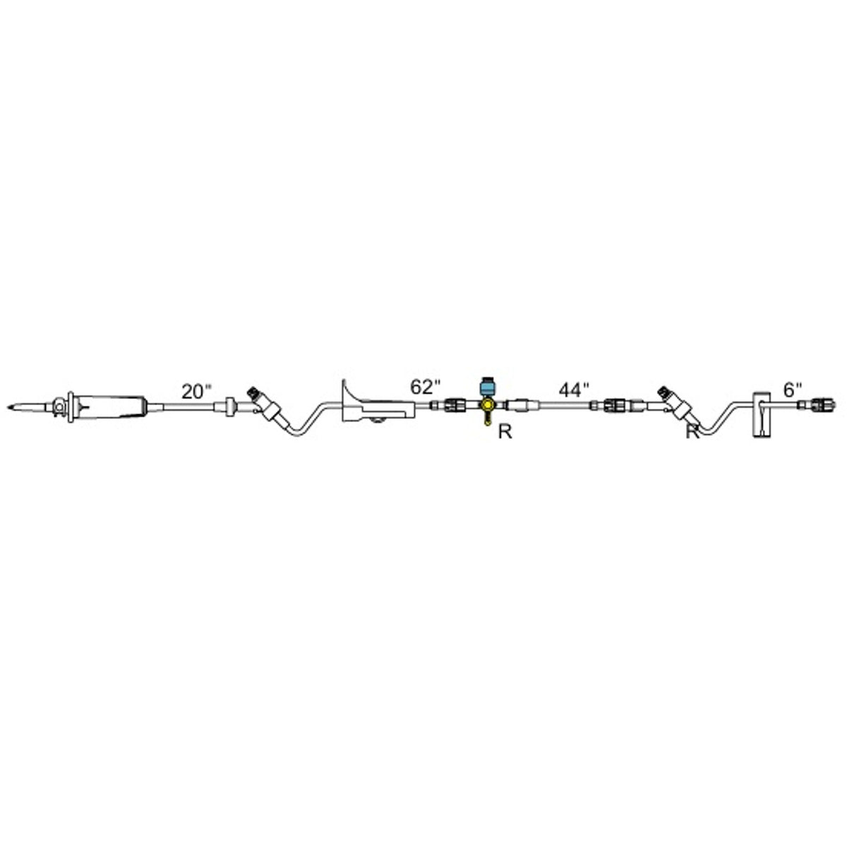 60 drop/mL Anesthesia IV Administration Set - 24/Case (490349)