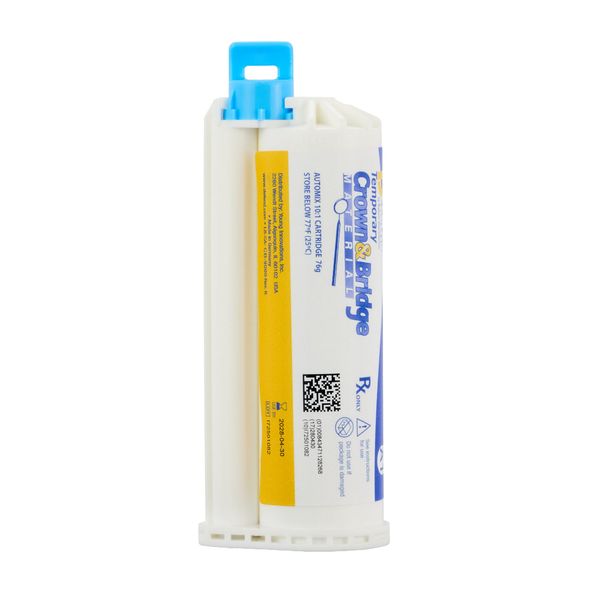 Temporary Crown & Bridge Material, 76gm Cartridge & (10) T-Mixer Tips