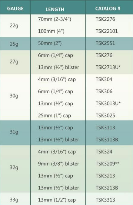 TSK Steriject Hypodermic Needles 100/bx 32g x 6mm